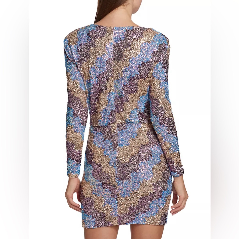 SAYLOR Sequin Mini Dress in Blue and Gold - Picture 4 of 6